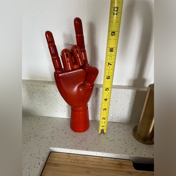 Vintage Woden Red Articulated Moveable Right Hand - Picture 11 of 11